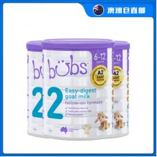 【澳洲直邮包邮】Bubs 婴幼儿山羊A2配方奶粉2段 800克x3罐/箱（6-12个月适用）【收件人身份证必须上传】【新疆、西藏、内蒙古、青海、宁夏、海南、甘肃，需加收运费】